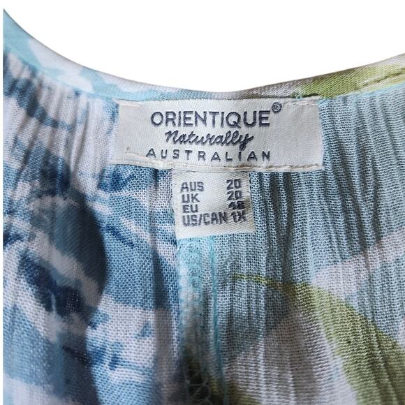 Orientique Australian Dress 1X Sheer Boho Resort Wear Crinkle Hawaiian Floral - Picture 6 of 9